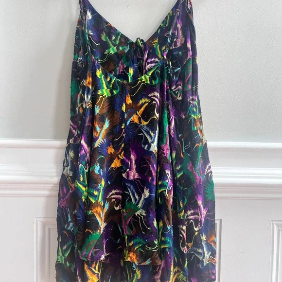 Anthropologie Abstract Bird Print Slip Dress Size L - Picture 4 of 8